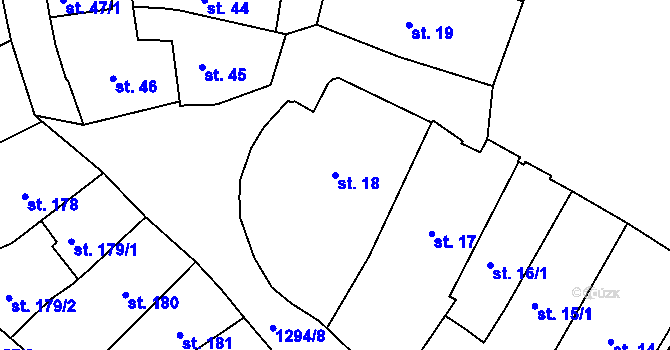 Parcela st. 18 v KÚ Český Krumlov, Katastrální mapa