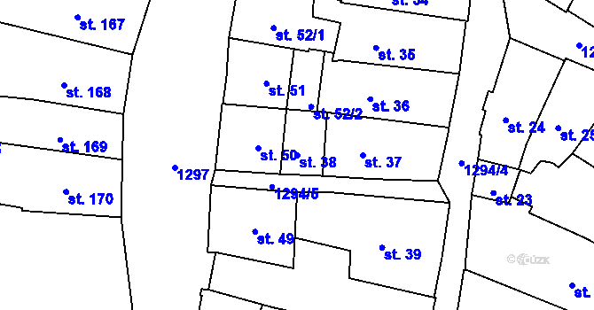 Parcela st. 38 v KÚ Český Krumlov, Katastrální mapa