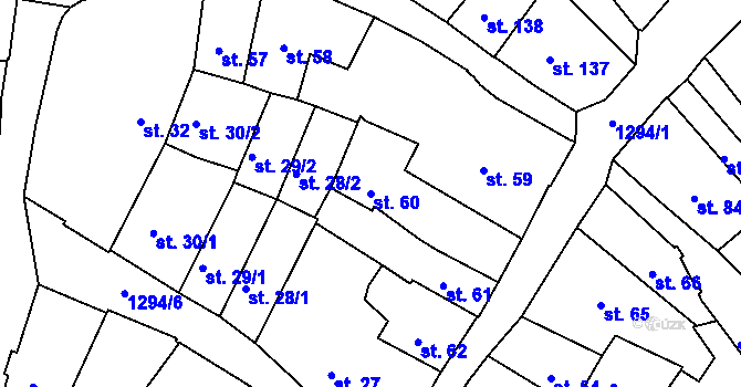 Parcela st. 60 v KÚ Český Krumlov, Katastrální mapa