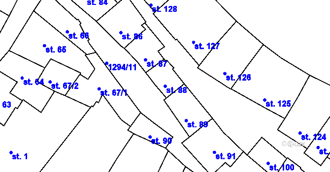 Parcela st. 88 v KÚ Český Krumlov, Katastrální mapa