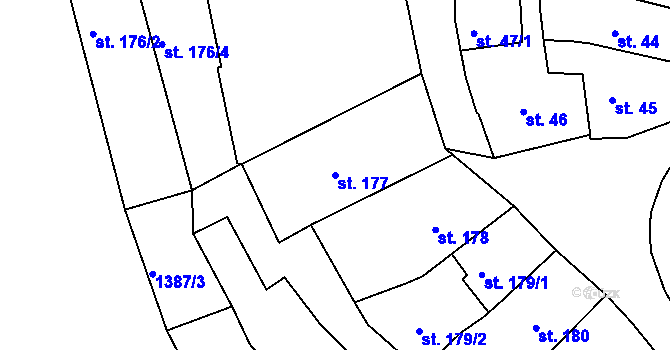 Parcela st. 177 v KÚ Český Krumlov, Katastrální mapa