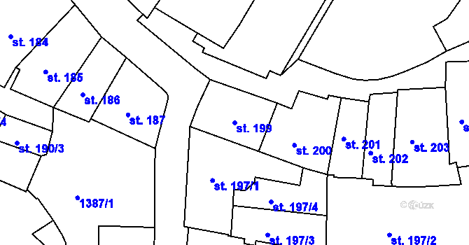 Parcela st. 199 v KÚ Český Krumlov, Katastrální mapa