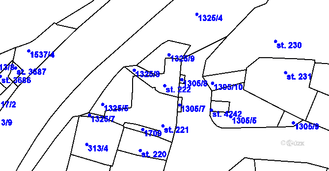 Parcela st. 222 v KÚ Český Krumlov, Katastrální mapa