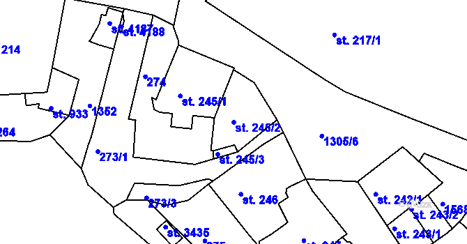 Parcela st. 245/2 v KÚ Český Krumlov, Katastrální mapa
