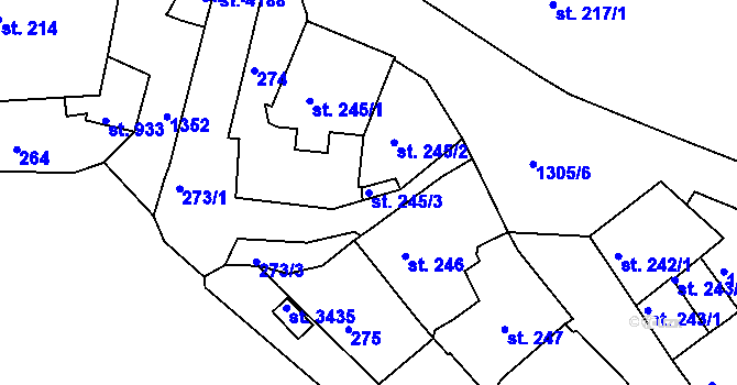 Parcela st. 245/3 v KÚ Český Krumlov, Katastrální mapa
