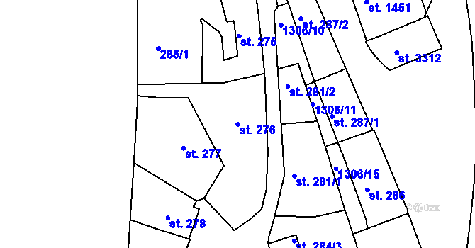 Parcela st. 276 v KÚ Český Krumlov, Katastrální mapa