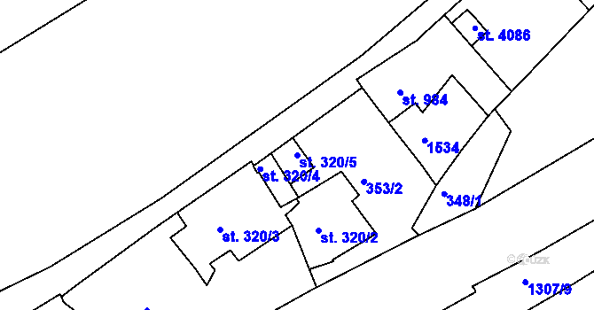 Parcela st. 320/5 v KÚ Český Krumlov, Katastrální mapa