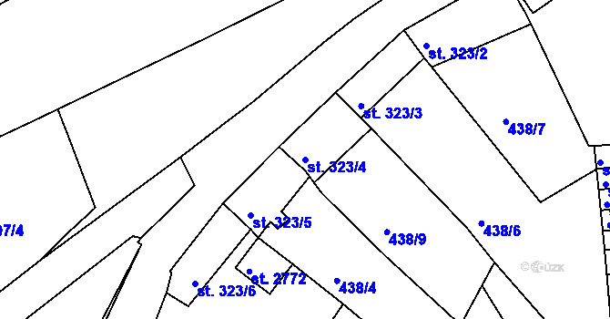 Parcela st. 323/4 v KÚ Český Krumlov, Katastrální mapa
