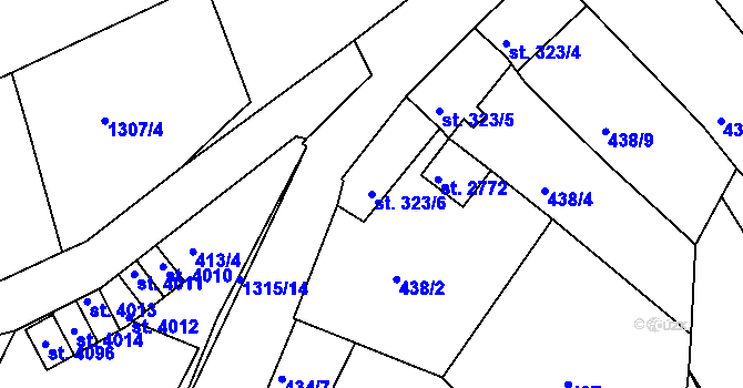 Parcela st. 323/6 v KÚ Český Krumlov, Katastrální mapa