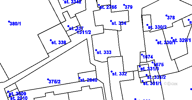 Parcela st. 333 v KÚ Český Krumlov, Katastrální mapa