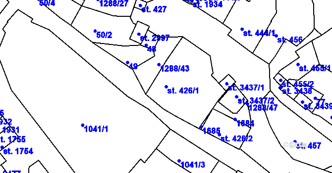 Parcela st. 426/1 v KÚ Český Krumlov, Katastrální mapa