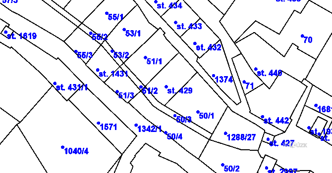 Parcela st. 429 v KÚ Český Krumlov, Katastrální mapa