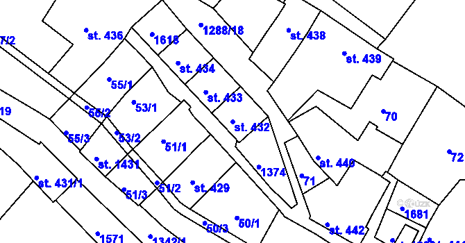 Parcela st. 432 v KÚ Český Krumlov, Katastrální mapa