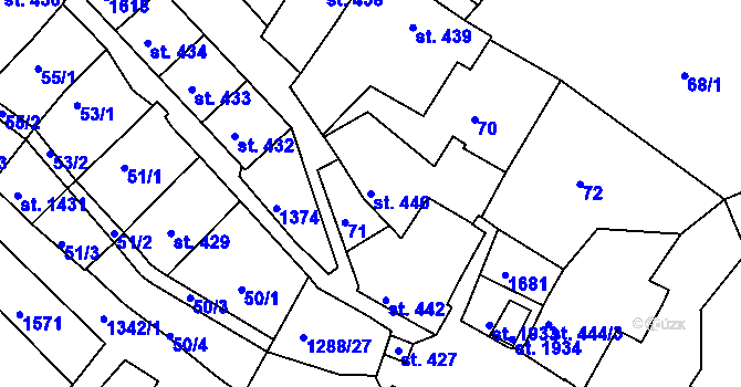 Parcela st. 440 v KÚ Český Krumlov, Katastrální mapa