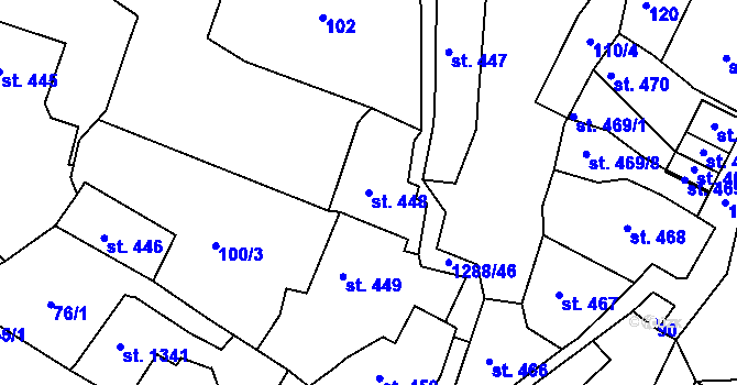 Parcela st. 448 v KÚ Český Krumlov, Katastrální mapa