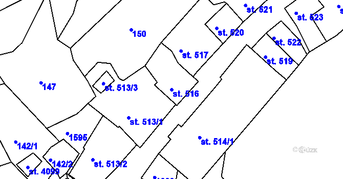 Parcela st. 516 v KÚ Český Krumlov, Katastrální mapa