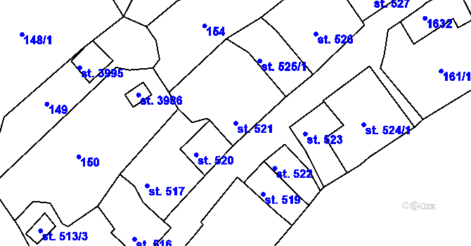 Parcela st. 521 v KÚ Český Krumlov, Katastrální mapa