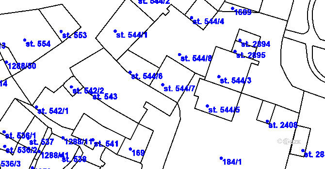 Parcela st. 544/7 v KÚ Český Krumlov, Katastrální mapa
