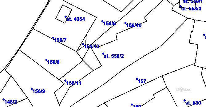 Parcela st. 558/2 v KÚ Český Krumlov, Katastrální mapa