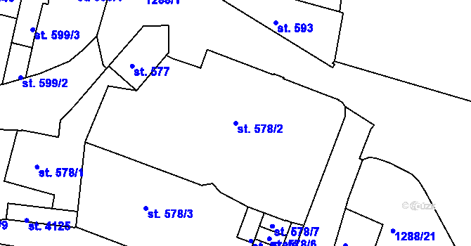 Parcela st. 578/2 v KÚ Český Krumlov, Katastrální mapa