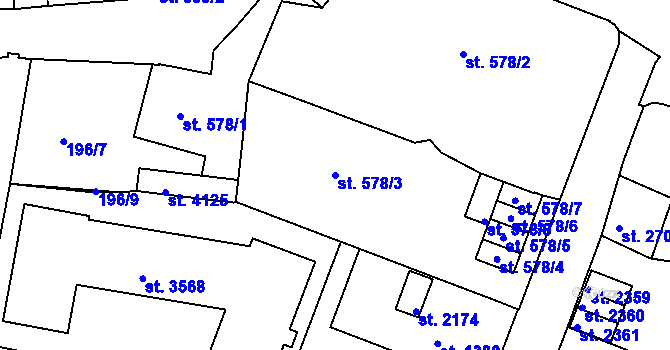 Parcela st. 578/3 v KÚ Český Krumlov, Katastrální mapa