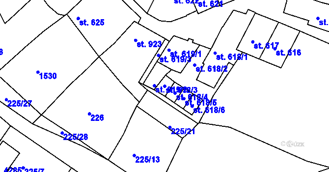 Parcela st. 618/3 v KÚ Český Krumlov, Katastrální mapa