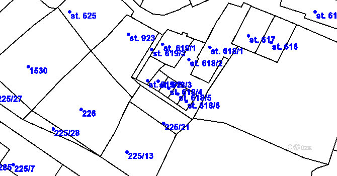 Parcela st. 618/4 v KÚ Český Krumlov, Katastrální mapa