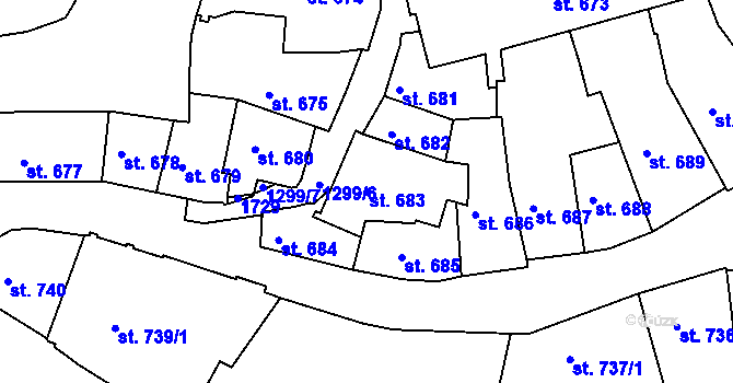 Parcela st. 683 v KÚ Český Krumlov, Katastrální mapa