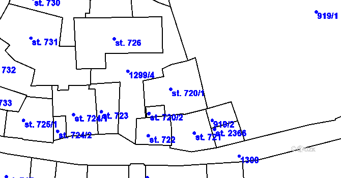 Parcela st. 720/1 v KÚ Český Krumlov, Katastrální mapa