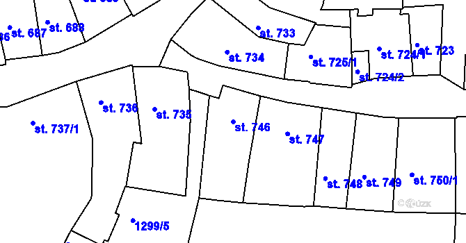 Parcela st. 746 v KÚ Český Krumlov, Katastrální mapa