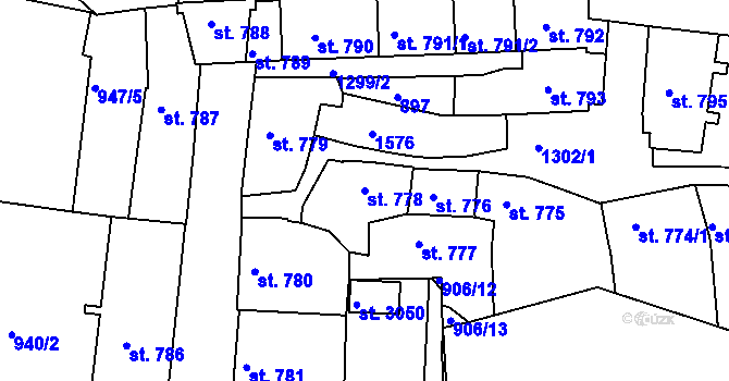 Parcela st. 778 v KÚ Český Krumlov, Katastrální mapa