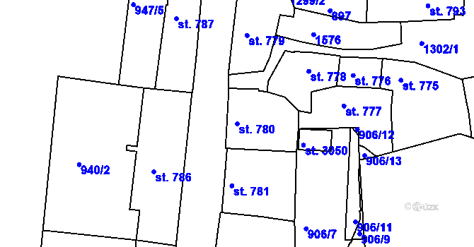 Parcela st. 780 v KÚ Český Krumlov, Katastrální mapa