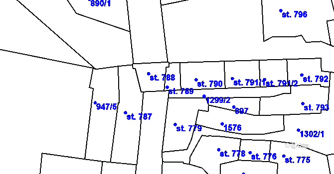 Parcela st. 789 v KÚ Český Krumlov, Katastrální mapa
