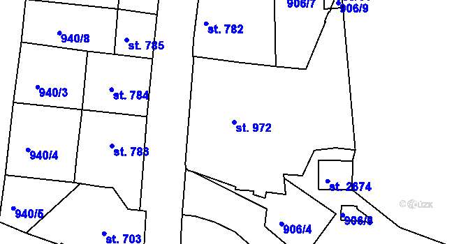 Parcela st. 972 v KÚ Český Krumlov, Katastrální mapa
