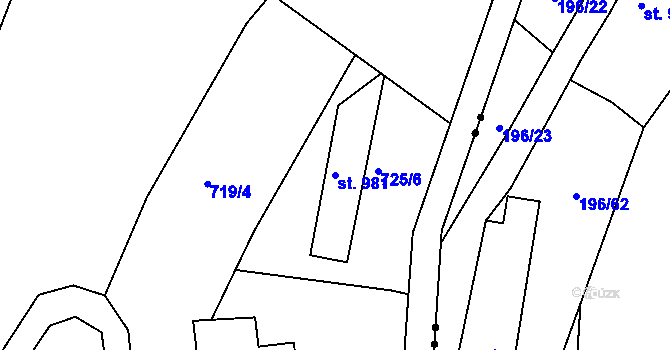 Parcela st. 981 v KÚ Český Krumlov, Katastrální mapa