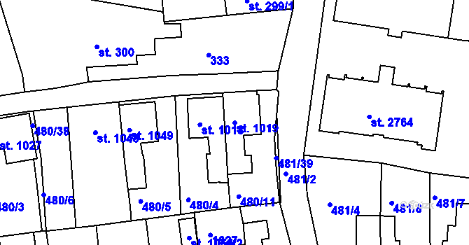 Parcela st. 1019 v KÚ Český Krumlov, Katastrální mapa