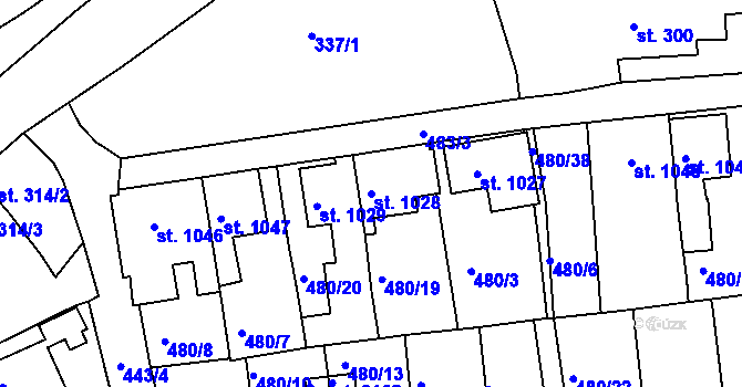 Parcela st. 1028 v KÚ Český Krumlov, Katastrální mapa