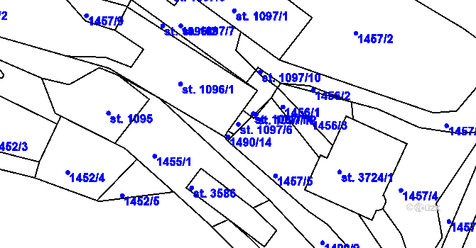 Parcela st. 1097/6 v KÚ Český Krumlov, Katastrální mapa
