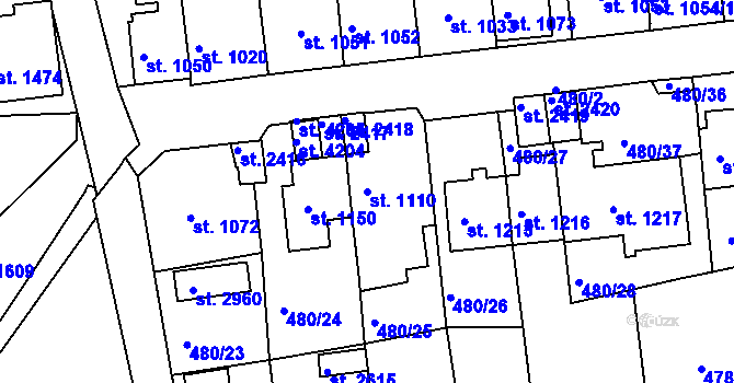 Parcela st. 1110 v KÚ Český Krumlov, Katastrální mapa