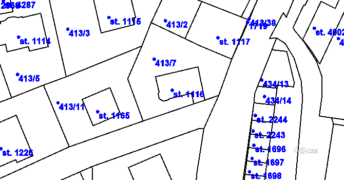Parcela st. 1116 v KÚ Český Krumlov, Katastrální mapa