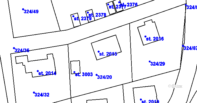 Parcela st. 2015 v KÚ Český Krumlov, Katastrální mapa