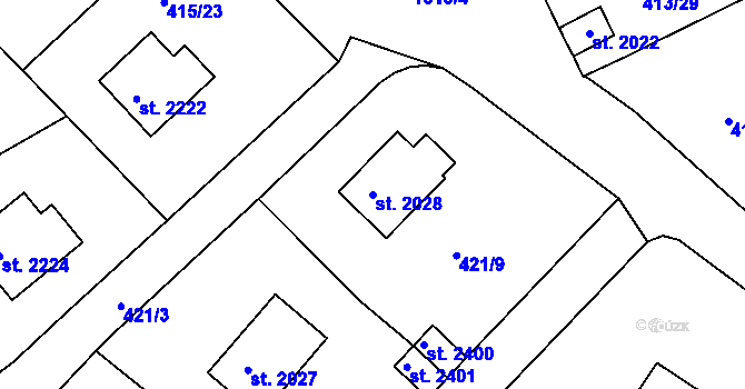 Parcela st. 2028 v KÚ Český Krumlov, Katastrální mapa