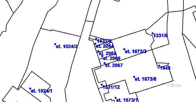 Parcela st. 2065 v KÚ Český Krumlov, Katastrální mapa