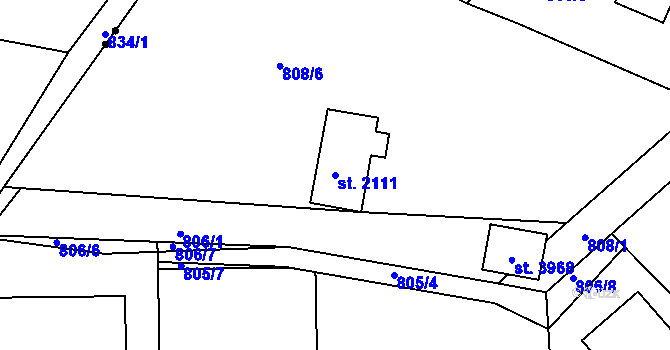 Parcela st. 2111 v KÚ Český Krumlov, Katastrální mapa