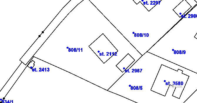 Parcela st. 2112 v KÚ Český Krumlov, Katastrální mapa