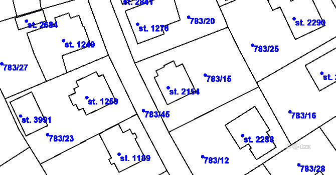 Parcela st. 2154 v KÚ Český Krumlov, Katastrální mapa