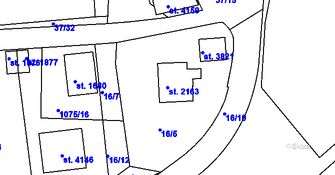 Parcela st. 2163 v KÚ Český Krumlov, Katastrální mapa