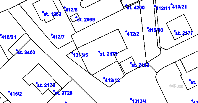 Parcela st. 2179 v KÚ Český Krumlov, Katastrální mapa