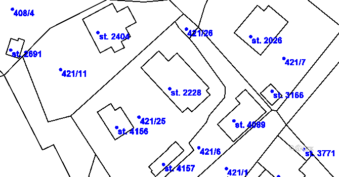 Parcela st. 2228 v KÚ Český Krumlov, Katastrální mapa