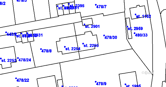 Parcela st. 2255 v KÚ Český Krumlov, Katastrální mapa